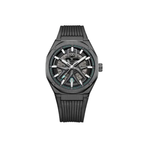 Welly Merck Automatic Mechanical Movement Men's Watches Wrist Watches Black Dial Rubber Strap