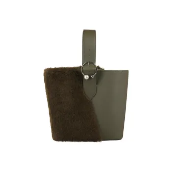 IRIDESCENCE Cow Leather Bucket Bags One Shoulder Handbags Regular Women's Olive Green