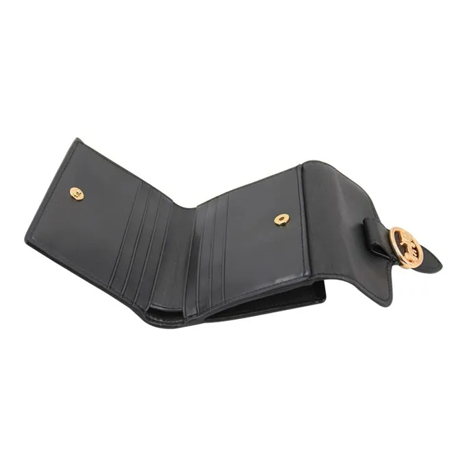 COACH Georgie Monogram Canvas With Leather Clutches Wallets Small Size Women's Black & Brown-5