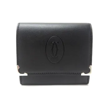 CARTIER Cow Leather Coin Purse Women's Black
