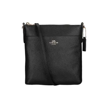 COACH Kitt Cross Stitch Leather Messenger Bag Shoulder Bag Crossbody Bag Small Size Women's Black