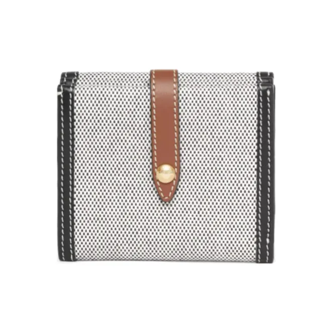 Burberry Horseferry Cotton Patchwork Canvas Canvas Bag Money Clip Wallet Card Holder Unisex Gray-3