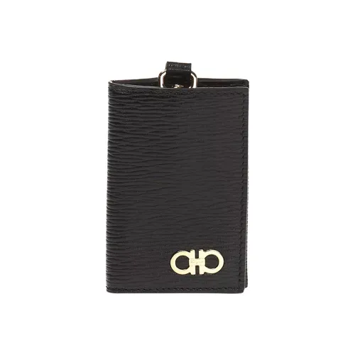 FERRAGAMO Cow Leather Card Holder Women's Black