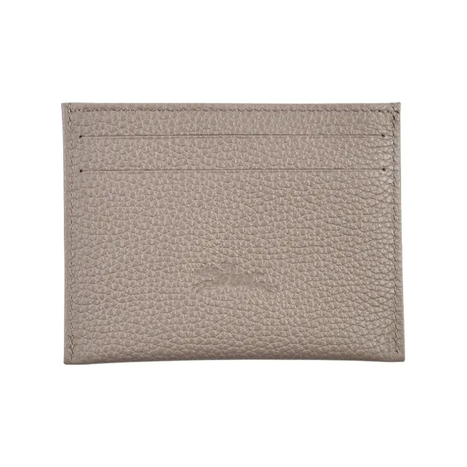 LONGCHAMP Le Foulonné Cow Leather Card Holder Card Holder Women's Gray-1