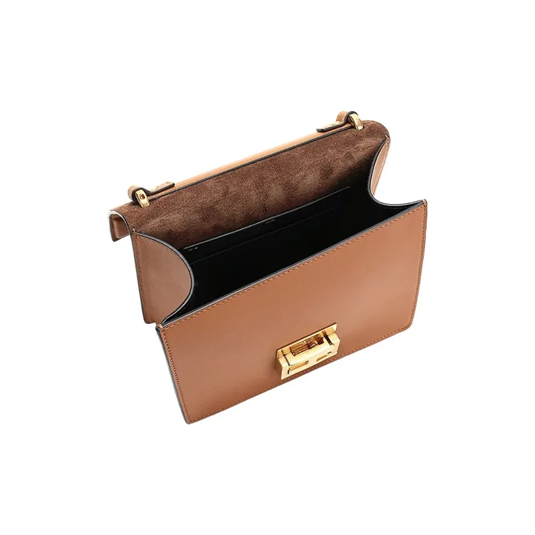 FENDI Kan U Leather Shoulder Bag Crossbody Bag Small Size Women's Brown-5