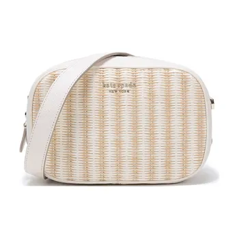 Kate Spade Straw Woven Shoulder Bag, Crossbody Bag, Camera Bag Women's White Beige Yellow