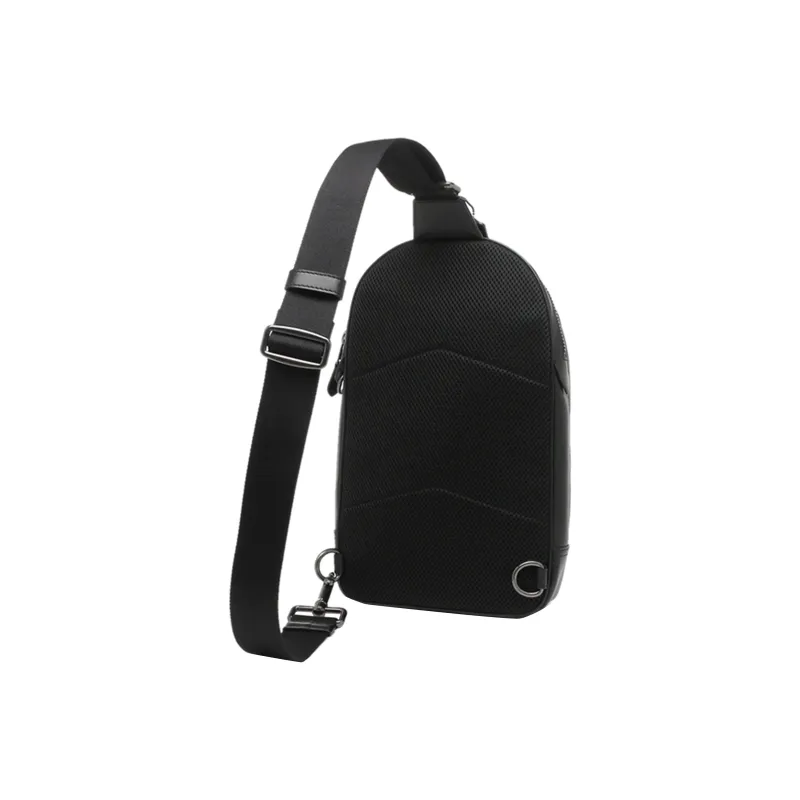 COACH Graham Coated Canvas With Delicate Calfskin Fanny Pack Sling Bags Large Size Men's Dark Khaki With Black Accents-3