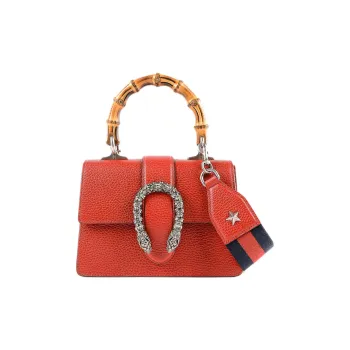 GUCCI Dionysus Leather Shoulder Bag Crossbody Bag Handbag Mini Women's Red