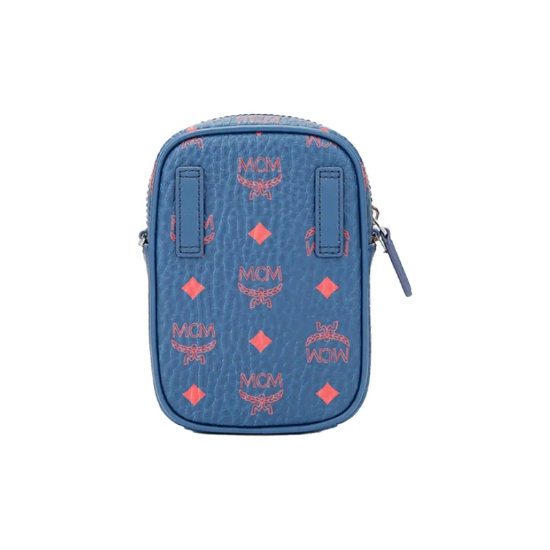MCM Visetos Artificial Leather Crossbody Bag, Shoulder Bag Women's Blue-3