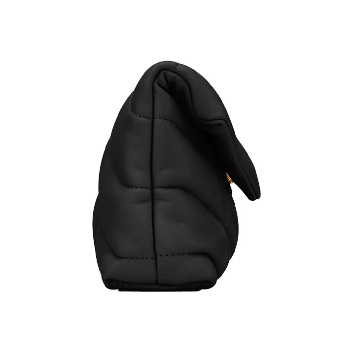 SAINT LAURENT LOULOU Lambskin Makeup Bag Cloud Bag Pillow Bag Clutch Small Size Women's Black-3