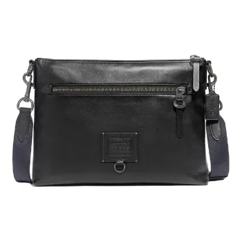 COACH Rivington Smooth Leather Shoulder Bag Crossbody Bag Large Size Men's Black
