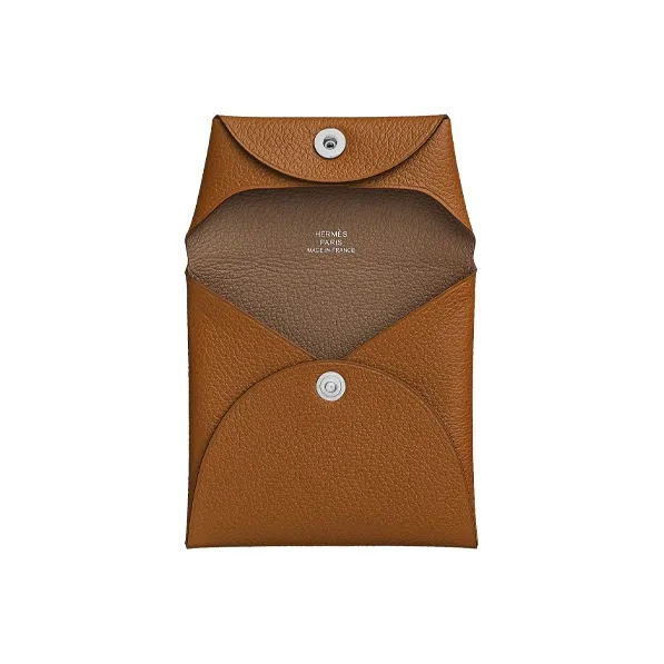 HERMES Bastia Cow Leather Wallet Women's Wiesbaden Beige-1