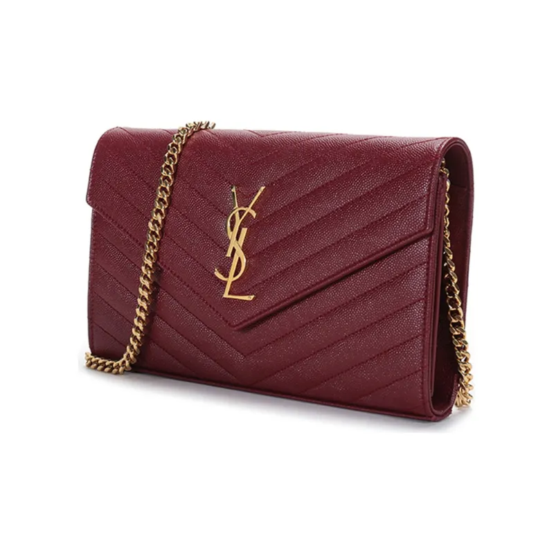 SAINT LAURENT Leather Shoulder Bag Women's Deep Red-1