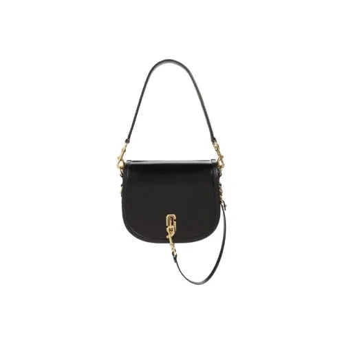 MARC JACOBS Smooth Finish Leather Saddle Bag Handbag Shoulder Bag Crossbody Bag Medium Size Women's Black