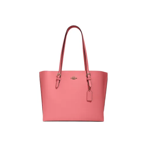 COACH Mollie Leather tote MONO Bag, Shopping Bag, Shoulder Bag Tubas Women's Toffee Pink & Gold