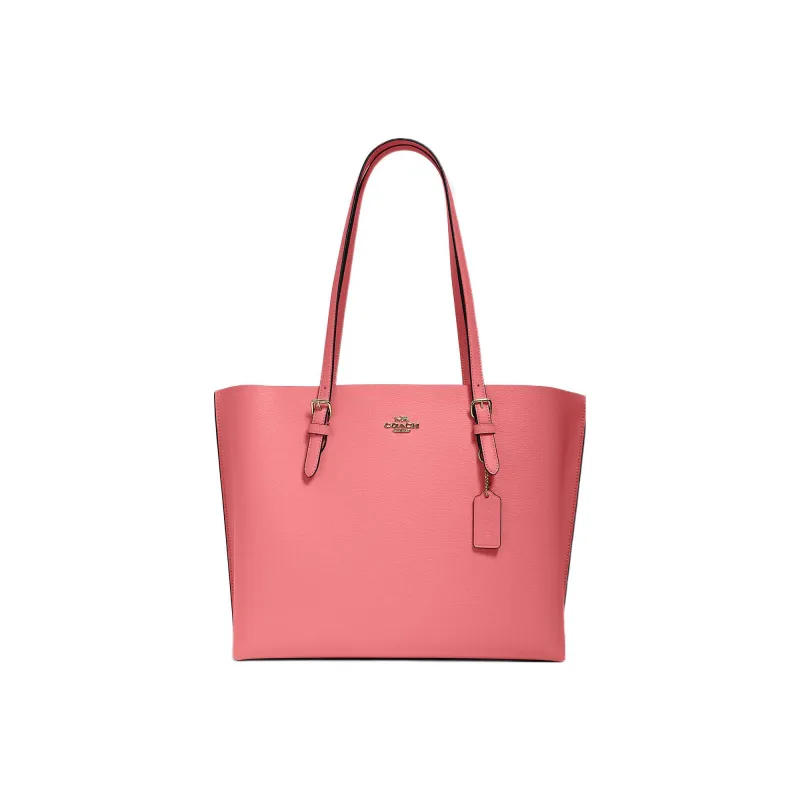 COACH Mollie Leather Tote Bag, Shopping Bag, Shoulder Bag Tubas Women's Toffee Pink & Gold-0