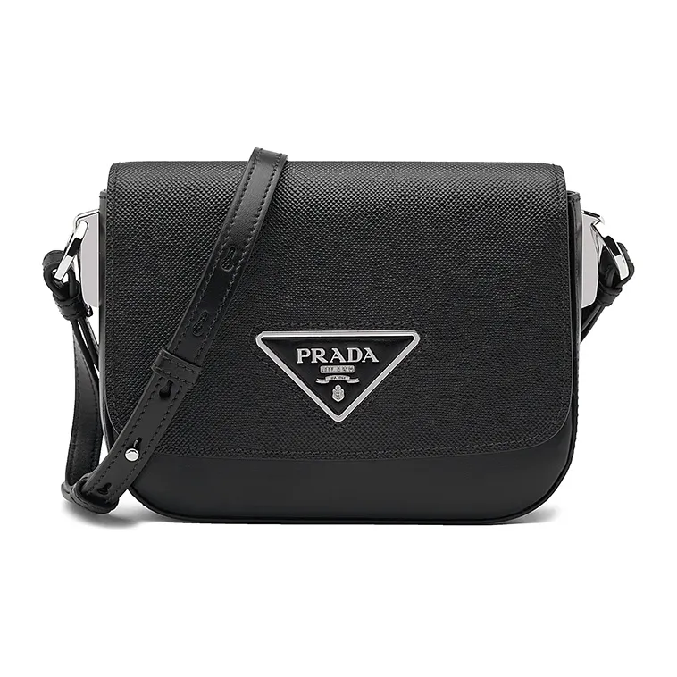 PRADA Saffiano Leather Crossbody Bag Women's Black-0