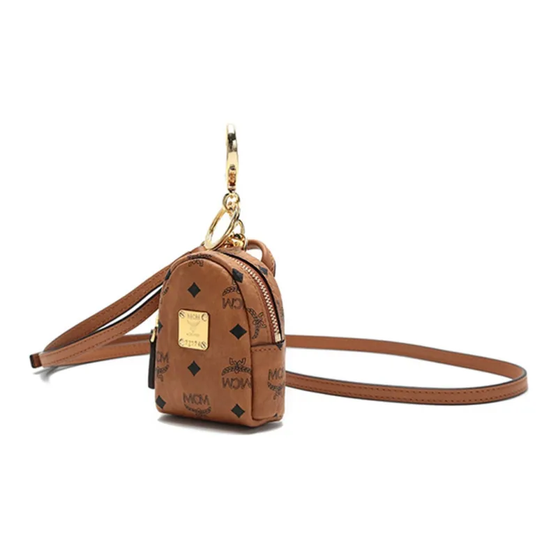 MCM Visetos Leather Shoulder Bag, Crossbody Bag, Coin Purse Mini Women's Cognac-1