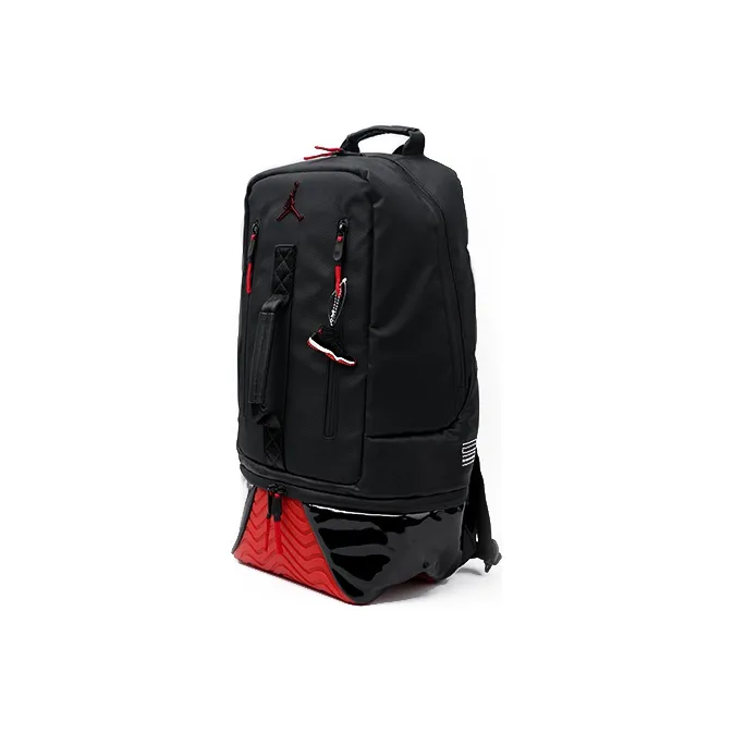 Jordan Fabric Basketball Bag Backpack Regular Unisex Bred Black Red/Red-2