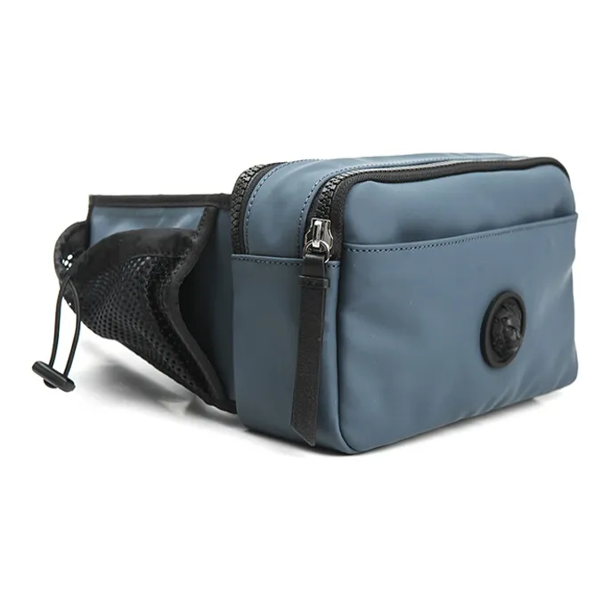 VERSACE Leather Fanny Pack Unisex Dark Blue-1