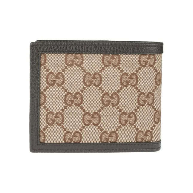 GUCCI Canvas With Leather Wallet Men's Ebony/Brown-2