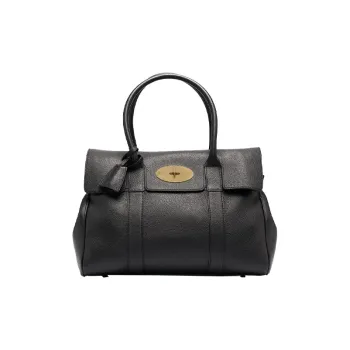 Mulberry Grain Leather Handbag Regular Women's Black