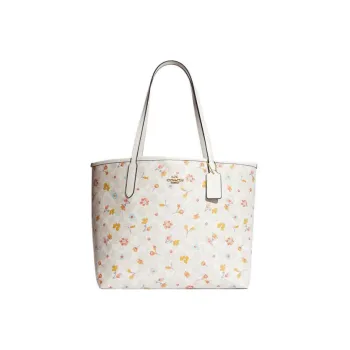 COACH City Artificial Leather Tote Bag Shopping Bag Handbag Shoulder Bag Large Size Women's White