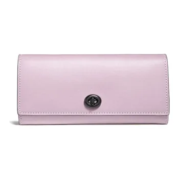 COACH Envelope Chromium Tanned Leather Handheld Envelope Wallet Women's Ice Purple