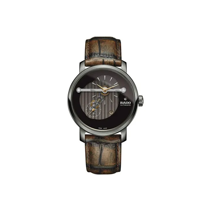 RADO DiaMaster Collection Automatic Mechanical Movement Men's Watches Watch 43mm Black Dial Leather Strap-0