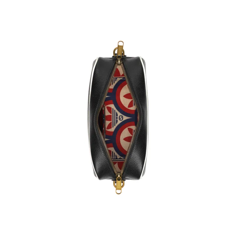 GUCCI Adidas Collaboration GUCCI X ADIDAS Leather Camera Bag, Shoulder Bag, Crossbody Bag Small Size Men's Black-4