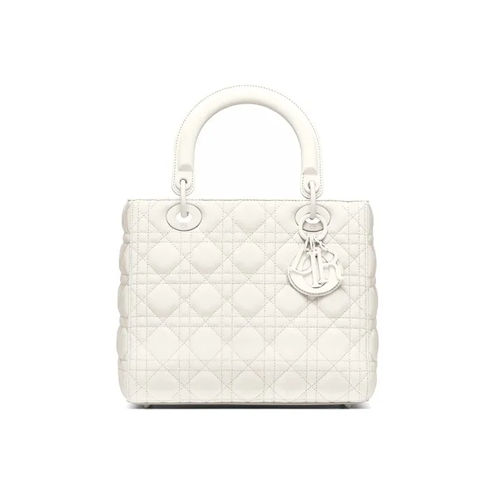 DIOR Lady Dior Matte Cow Leather Daisie Bag Portable Crossbody Bag Shoulder Bag Medium Size Women's White-0