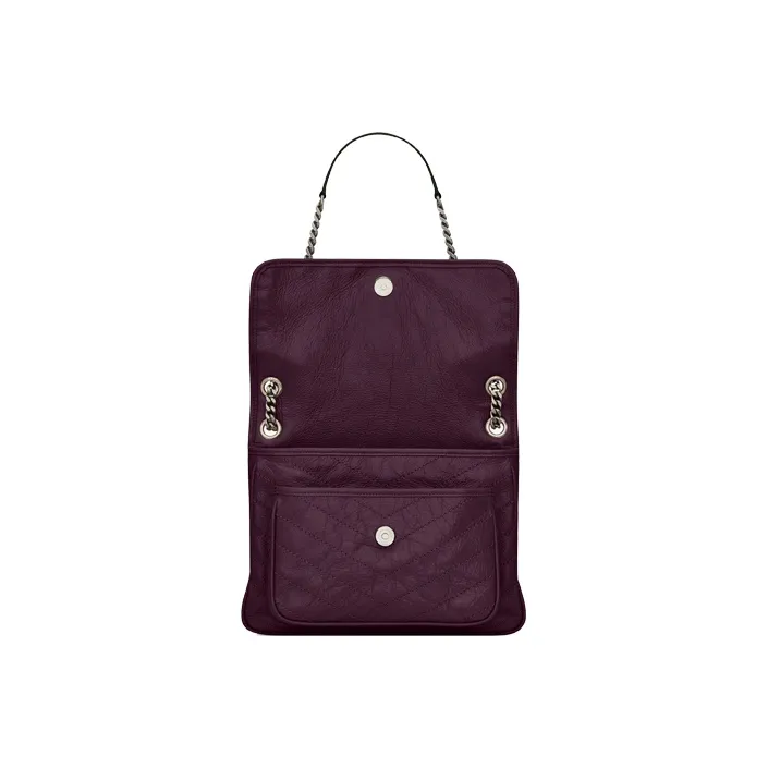 SAINT LAURENT Leather Hobo Bag, Shoulder Bag, Crossbody Bag Women's Brown Red-4