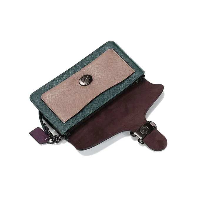 COACH Tabby Leather Shoulder Bag Women's Forest Green Multicolor-5