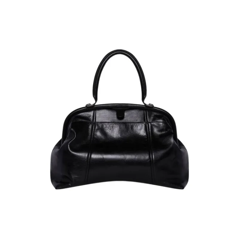 Balenciaga EDITOR Paper Calfskin Hourglass Bag Shoulder Bag Large Size Women's Black-2