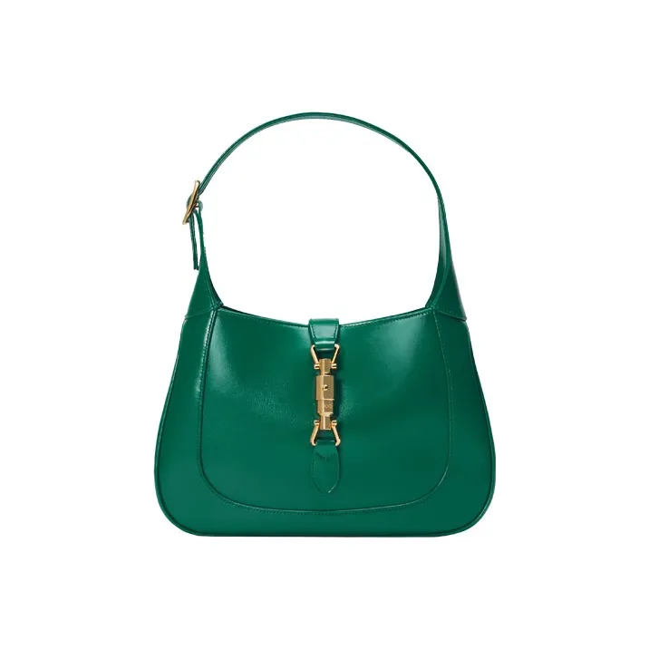 GUCCI Jackie 1961 Leather Crescent Shoulder Bag Shoulder Bag Small Size Women's Emerald Green-0