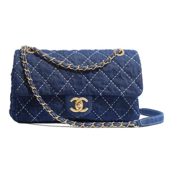 CHANEL Classic Flap CF Denim Shoulder Bag Crossbody Bag Women's Denim Blue