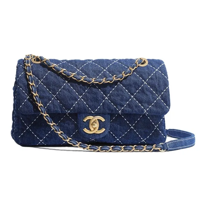 CHANEL Classic Flap CF Denim Shoulder Bag Crossbody Bag Women's Denim Blue-0