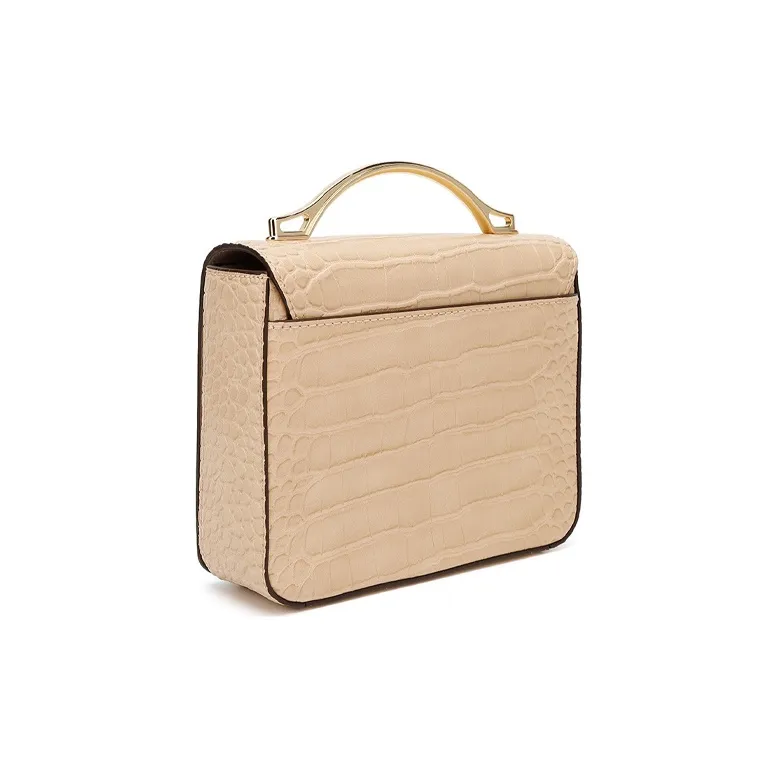 MICHAEL KORS MK Kors' Crocodile Embossed Cow Leather Handbags Crossbody Bags Medium Size Women's Milk Tea Beige-3