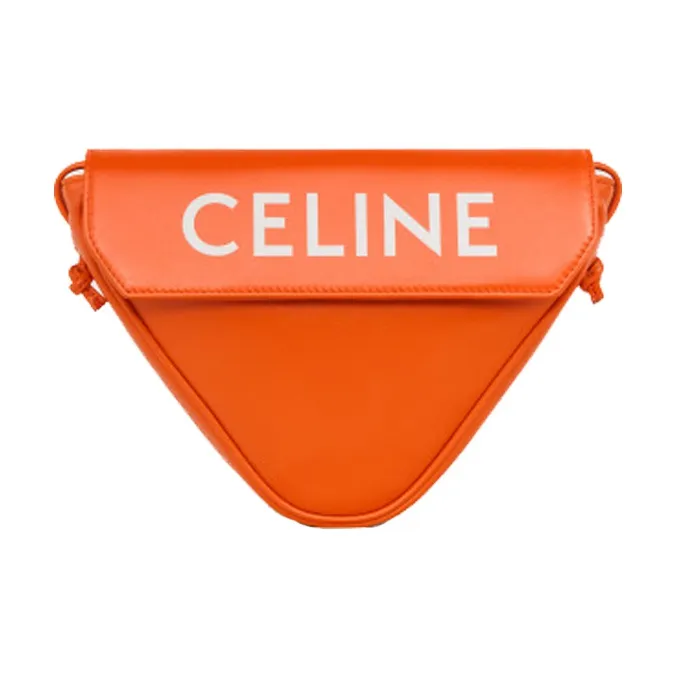CELINE Smooth Cow Leather Shoulder Bag Crossbody Bag Unisex Fluorescent Orange-0