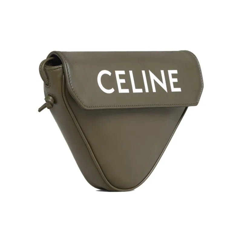 CELINE Smooth Calf Leather Triangle Bag, Crossbody Bag, Shoulder Bag Men's Black Olive Color-1