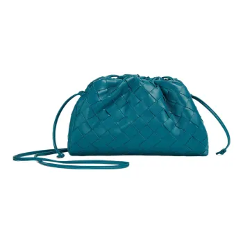 Bottega Veneta Sheepskin Woven Cloud Bag Crossbody One Shoulder Clutch Mini Women's Wild Duck Green