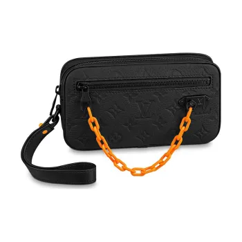 LOUIS VUITTON Pochette Volga Monogram Empreinte Orange Black