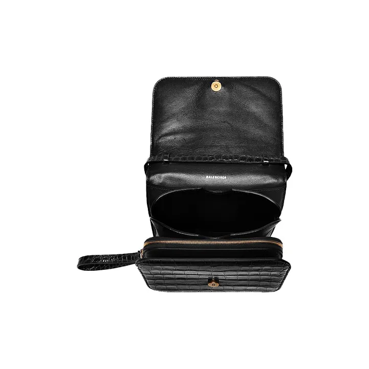 Balenciaga Cow Leather Shoulder Bag Crossbody Bag Women's Black-3