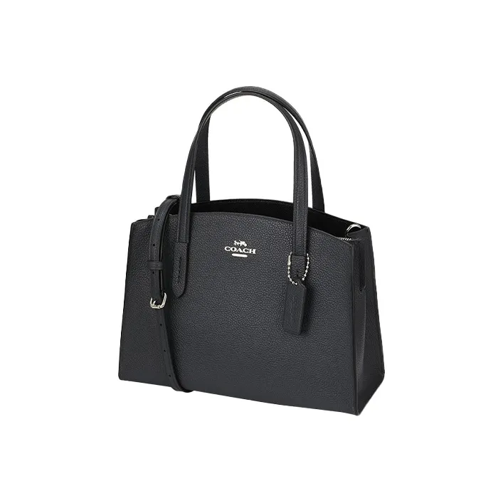 COACH Charlie Leather Shoulder Bag, Crossbody Bag, Handbag Tubas Women's Black-2