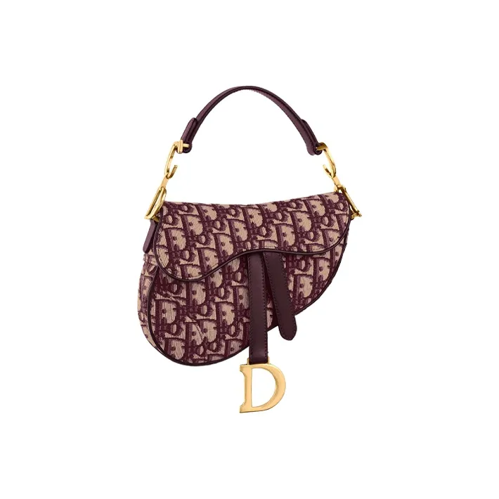 DIOR Saddle Canvas Saddle Bags Shoulder Bags Handbags Mini Women's Burgundy-1