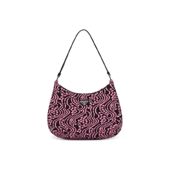 PRADA Leather One Shoulder Handbags Women's Black & Pink