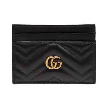 GUCCI Quilted Leather Card Holder Card Holder Women's Black