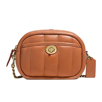 COACH Camera Leather Camera Bags Small Square Bag Crossbody Bags Shoulder Bags Small Size Women's Caramel Brown