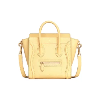 CELINE Luggage Cow Leather One Shoulder Handbag Crossbody Bag Regular Women's Light Orange