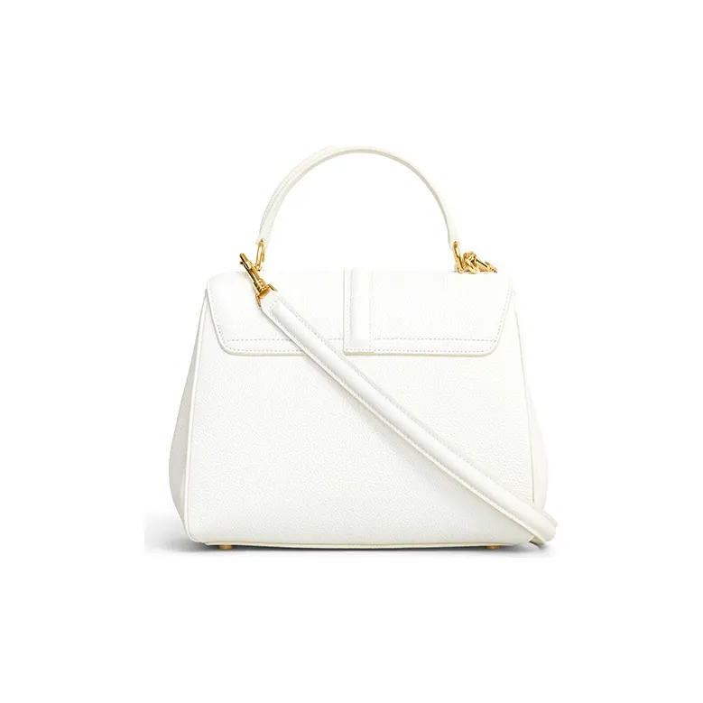 CELINE 16 Cow Leather Handbag Small Size Women's White-2